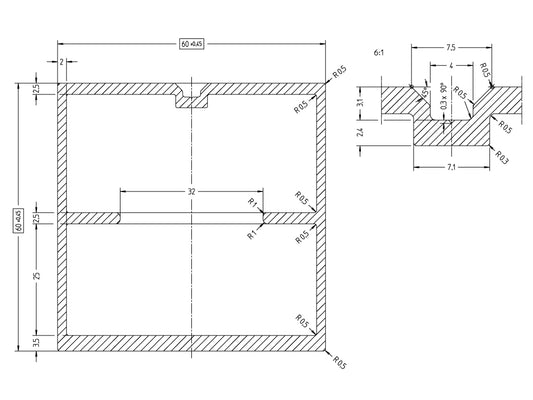KAHRS Aluminium Unterkonstruktion, 60x60 mm, blank, *x-strong* für weite Abstände