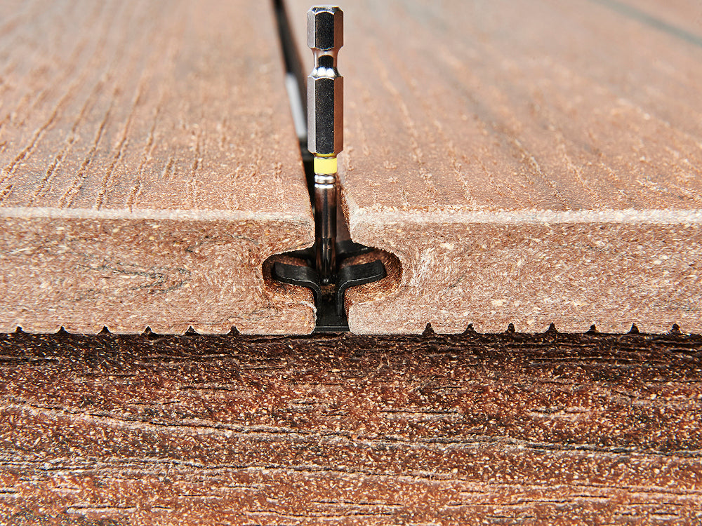 NATURinFORM WPC Montageklammerset V2A Edelstahl, 100 Klammern und Schrauben 4,2x20mm schwarz,mit Bit u. Verlegehilfe
