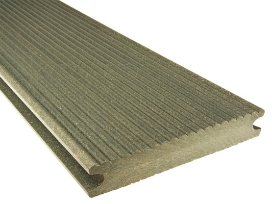 21x139 mm, "Die Kernige", WPC-Terrassendielen, Holzmaserung/fein, grau, Vollprofil