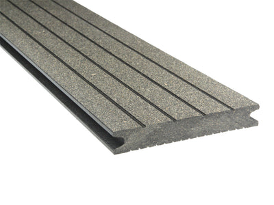 "Die Kompakte", WPC-Terrassendielen, anthrazit, Vollprofil, grob/fein, 21×139mm, gebürstet