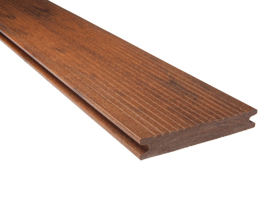 21x139 mm, "Die Naturlinie", WPC-Terrassendielen, Holzmaserung/fein, bernsteinbraun, Vollprofil
