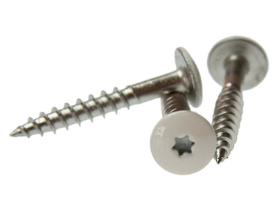 5,5×35mm Montageschraube für HPL Schichtstoffplatten, Torx, V4A, Kopf beige lackiert, 100 Stück/VE