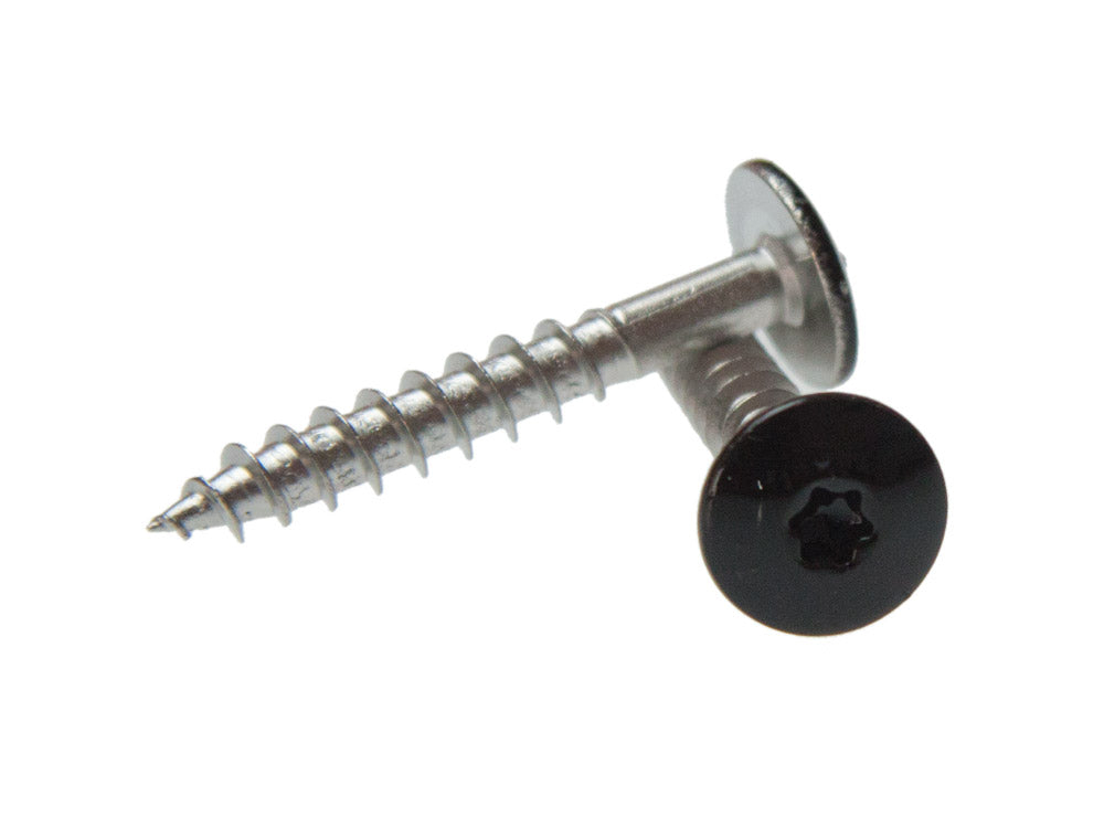 5,5x35 mm Montageschraube für HPL Schichtstoffplatten, Torx, V4A, Kopf schwarz lackiert, 100 Stück/VE