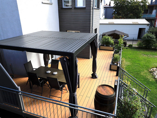 21x139 mm, "Die Naturlinie", WPC-Terrassendielen, Holzmaserung/fein, eichenbraun, Vollprofil