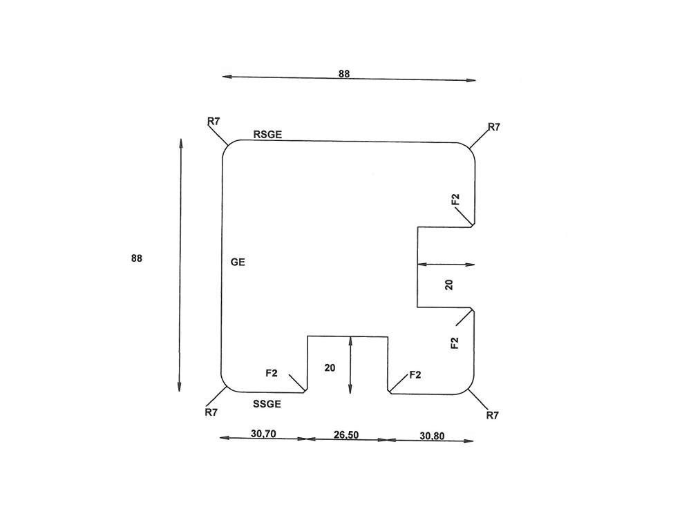 Sibirische Lärche Eckpfosten, 90×90mm, Serie: "Kiel", KD, unbehandelt, Länge: 2,00 m