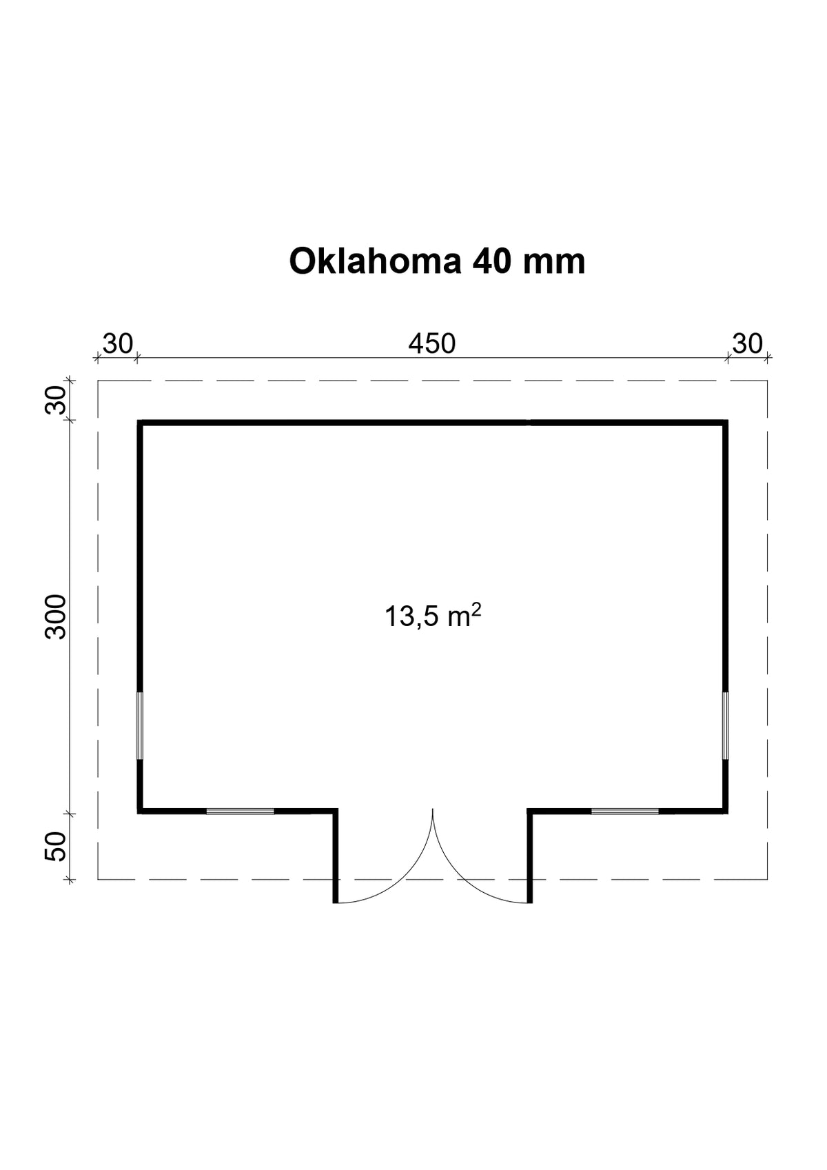 TENE Kaubandus Gartenhaus "OKLAHOMA ISO", 40 mm Wandstärke, unbehandelt, 470x320 cm, mit ISO SPAR Tür + 4 Fenster