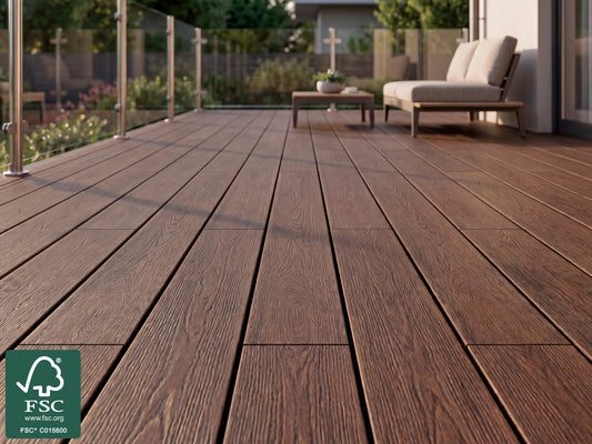 KAHRS WPC CoEx Terrassendielen, 20x140 mm, Massiv, Wendediele Urban Greige / Tropical Brown – Bild 2