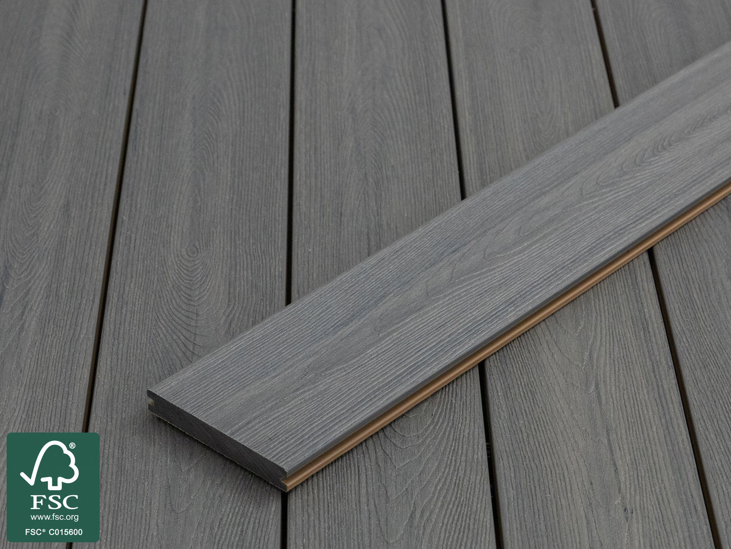 KAHRS WPC CoEx Terrassendielen, 20x140 mm, Massiv, Wendediele Golden Timber / Stone Grey