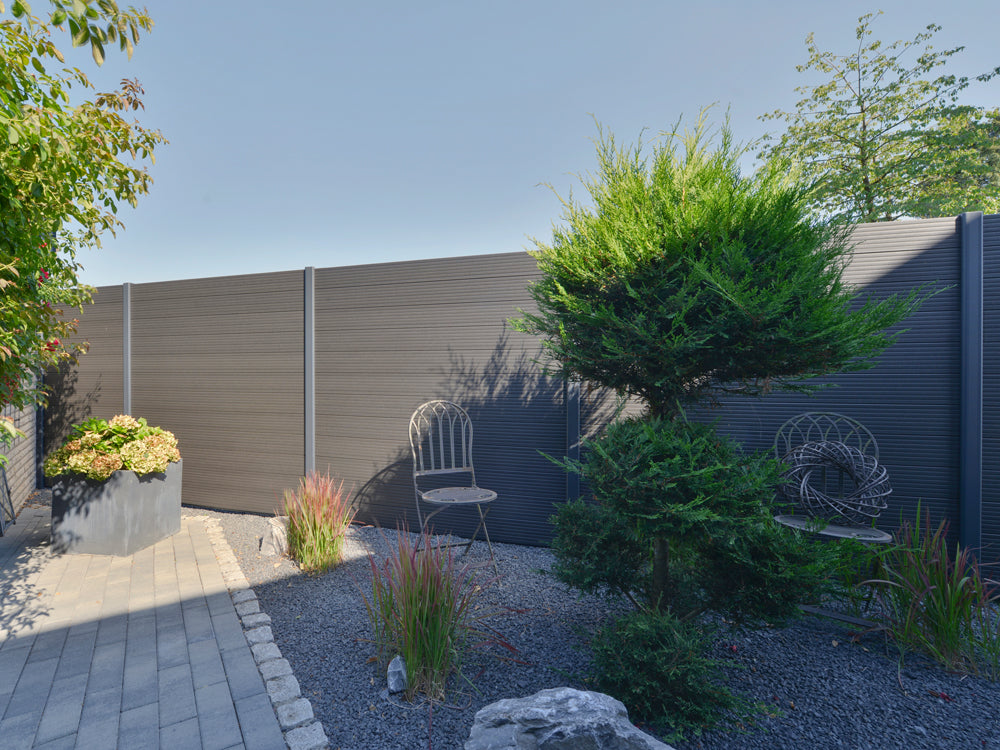 NATURinFORM Zaunpfosten "Der Effektive", Aluminium pulverbeschichtet, anthrazit, zum Einbetonieren, 2,45m, mit Abdeckkap