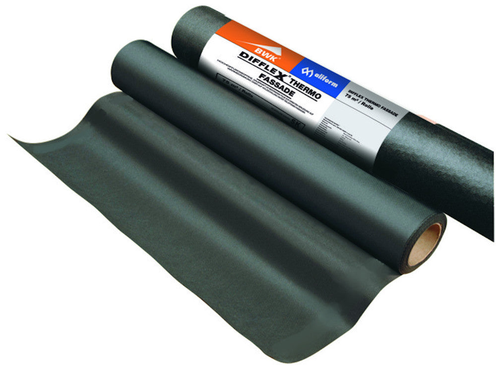 BWK allform Fassadenbahn DIFFLEX THERMO Fassade LIGHT SK (Selbstklebekante) 1,50x50m, 75 m²/Rolle Stärke: 0,4 mm