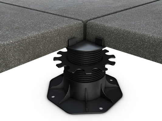 Karle & Rubner TERRACON Terrassenlager, mit Fliesenkreuz, Polypropylen, schwarz, 65-155mm mit flexiblem Kopf gegen Unebenheiten