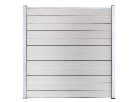 KAHRS WPC Zaunfeld-Set "Lübeck", grau, 12 Zaunbretter 20×161mm, inkl. Alustart- & Endleiste in silber + Fixierungsstange
