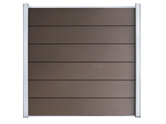 KAHRS WPC Zaunfeld-Set "Lübeck XL", braun, 6 Zaunbretter 20×307mm, inkl. Alustart- & Endleiste in silber + Fixierungssta