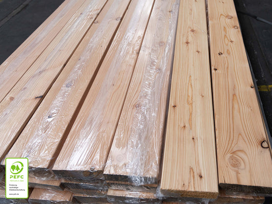 Europäische Lärche Terrassendielen, 45x143 mm, KD, glatt/glatt