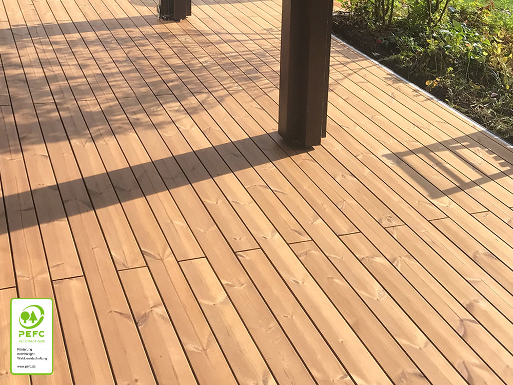 Thermokiefer Terrassendielen, 42×140mm, glatt/glatt – Bild 3