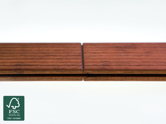 Moso-Bambus Terrassendielen, 20x137 mm, fein/glatt, vorgeölt coffee, 3 Stk./Bund, mineralveredelt, seitlich genutet, stirnseitig Nut & Feder
