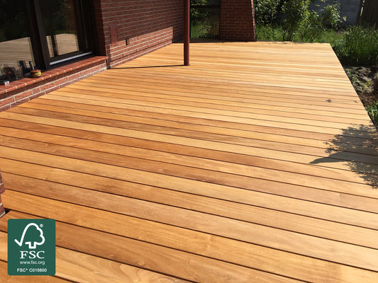 Garapa Terrassendielen, 25x90 mm, KD, glatt/glatt