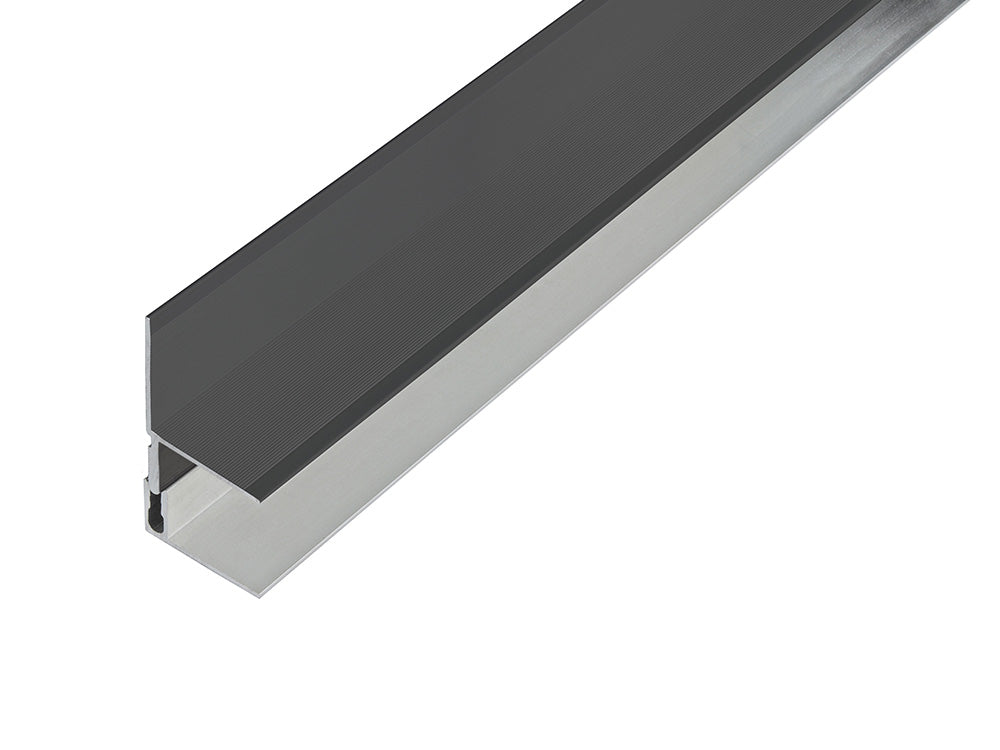 Kovalex® Wandabschluss Alu als Set, 40x40 mm anthrazit, 2,50m lang, für 20/26mm WPC-Dielen inkl. Alu-Befestigungsprofil