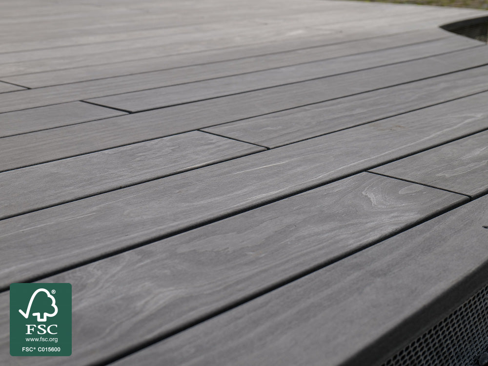 Accoya® Color Grey Terrassendielen, 25×142mm, A1, KD, glatt/egalisiert, seitlich genutet