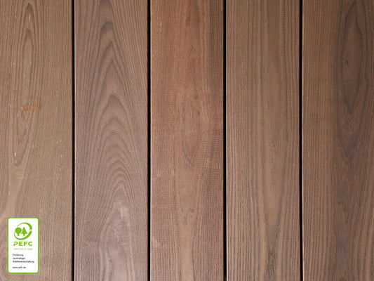 Thermoesche Terrassendielen, 21×107mm, seitlich genutet, glatt/glatt – Bild 2