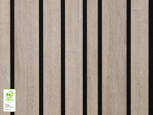 Akustikpaneel LuxLine 3D, Design Andorra Eiche natur, 2400x561x19 mm, 3-seitig foliert
