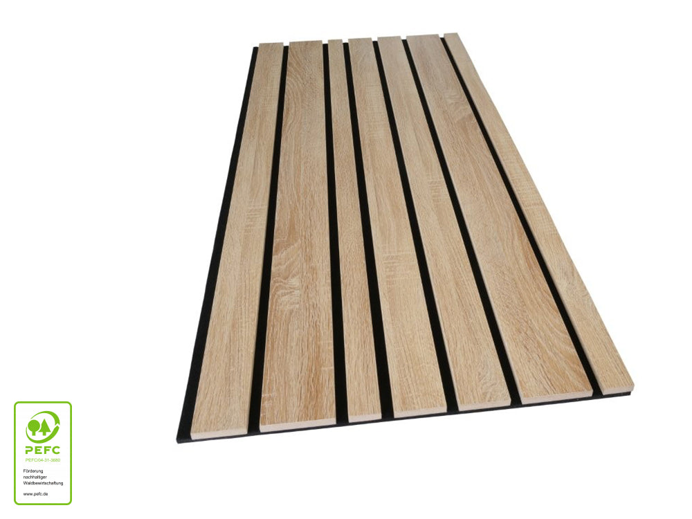 Akustikpaneel LuxLine 3D, Design Andorra Eiche natur, 2400x561x19 mm, 3-seitig foliert