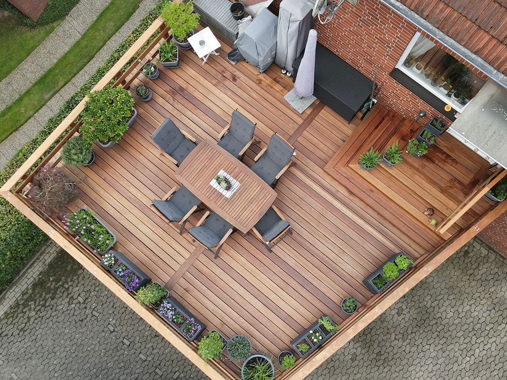 Guyana Teak (Basralocus) Terrassendielen, 38x140 mm, KD, glatt/glatt – Bild 4