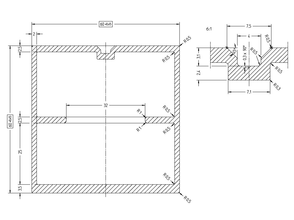 KAHRS Aluminium Unterkonstruktion, 60x60 mm, blank, *x-strong* für weite Abstände