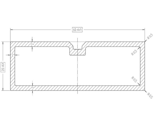 KAHRS Aluminium Unterkonstruktion, 20x60 mm, schwarz, *flat* für eine geringe Aufbauhöhe