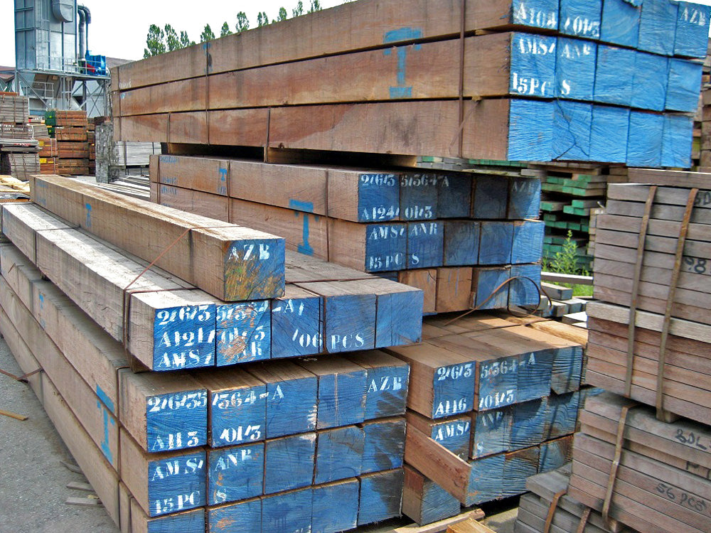 200x200 mm Bongossi Schnittholz, AD *FAS*, sägerau, grob gekappt