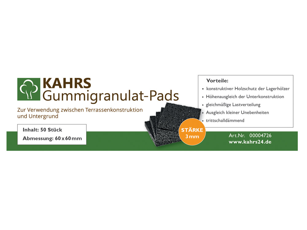 KAHRS Gummigranulat-Pads 60x60x3 mm, 50 Stk./Paket