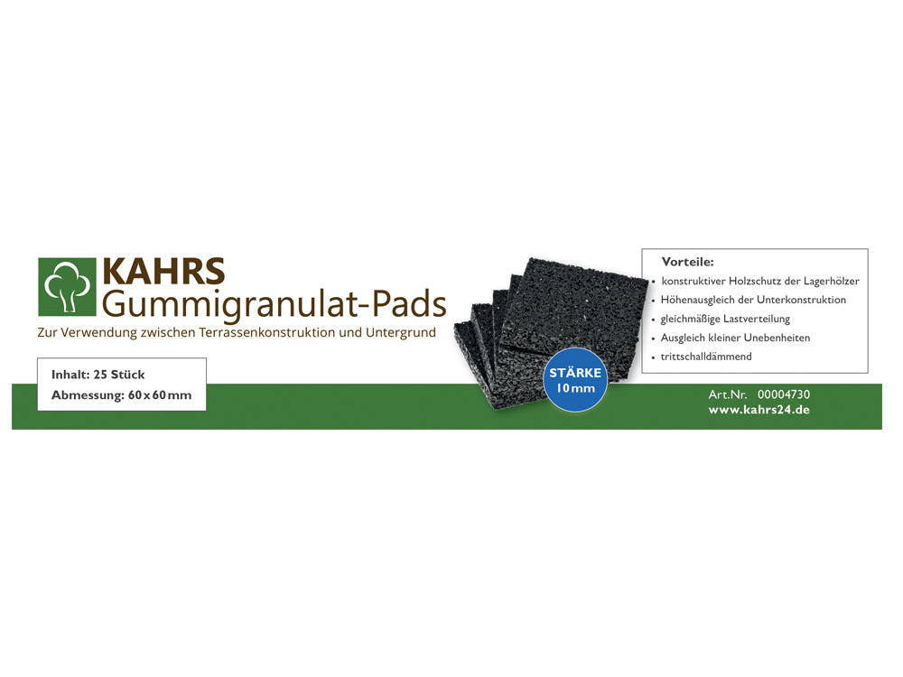 KAHRS Gummigranulat-Pads 60x60x10 mm, 25 Stk./Paket