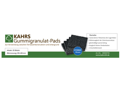 KAHRS Gummigranulat-Pads 60x60x10 mm, 25 Stk./Paket