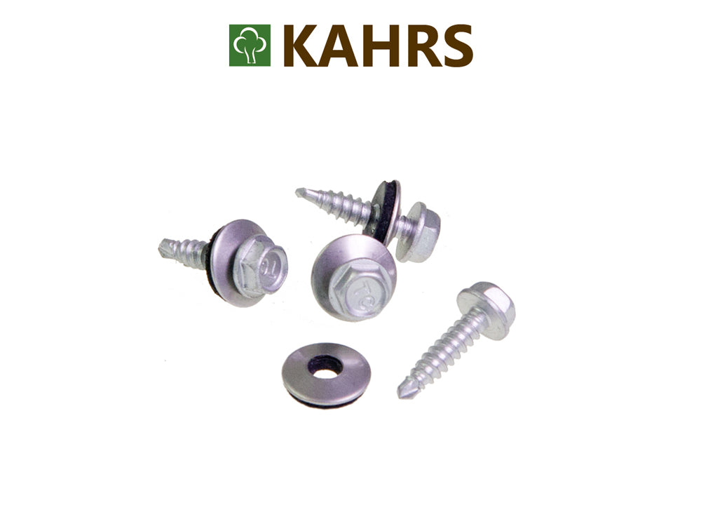 KAHRS Terrassenbohrschraube für Alu-UK 4,8x20 mm, V2A, 6-Kant, 100 Stück/Pack mit 16 mm Dichtscheibe