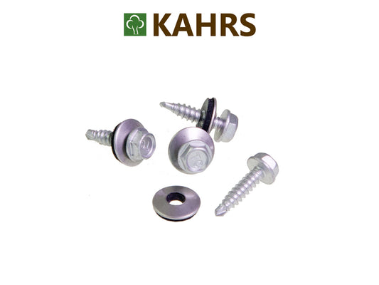 KAHRS Terrassenbohrschraube für Alu-UK 4,8x20 mm, V2A, 6-Kant, 100 Stück/Pack mit 16 mm Dichtscheibe