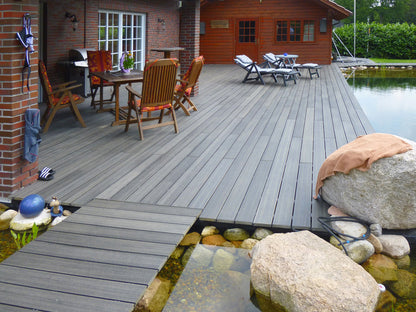 21×139mm, "Die Kernige", WPC-Terrassendielen, Holzmaserung/fein, anthrazit, Vollprofil – Bild 4