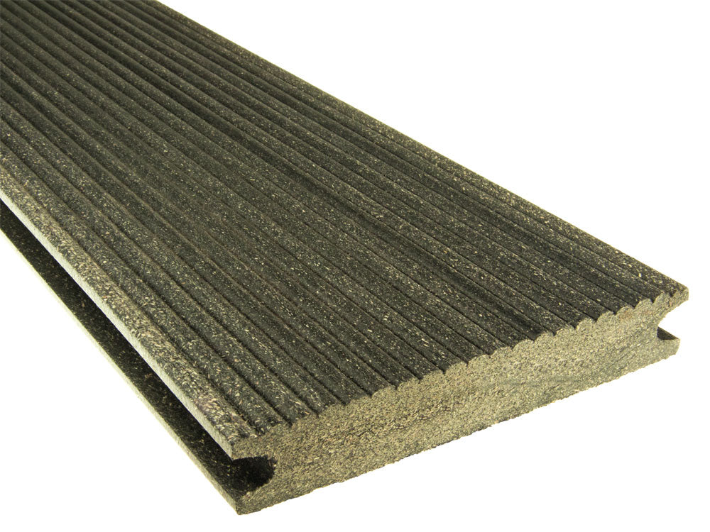 21x139 mm, "Die Kernige", WPC-Terrassendielen, Holzmaserung/fein, anthrazit, Vollprofil