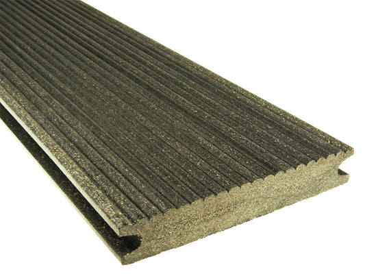 21x139 mm, "Die Kernige", WPC-Terrassendielen, Holzmaserung/fein, anthrazit, Vollprofil