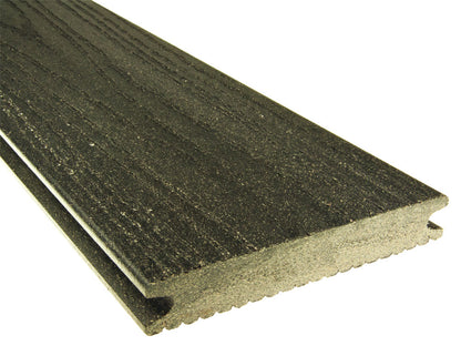21x139 mm, "Die Kernige", WPC-Terrassendielen, Holzmaserung/fein, anthrazit, Vollprofil