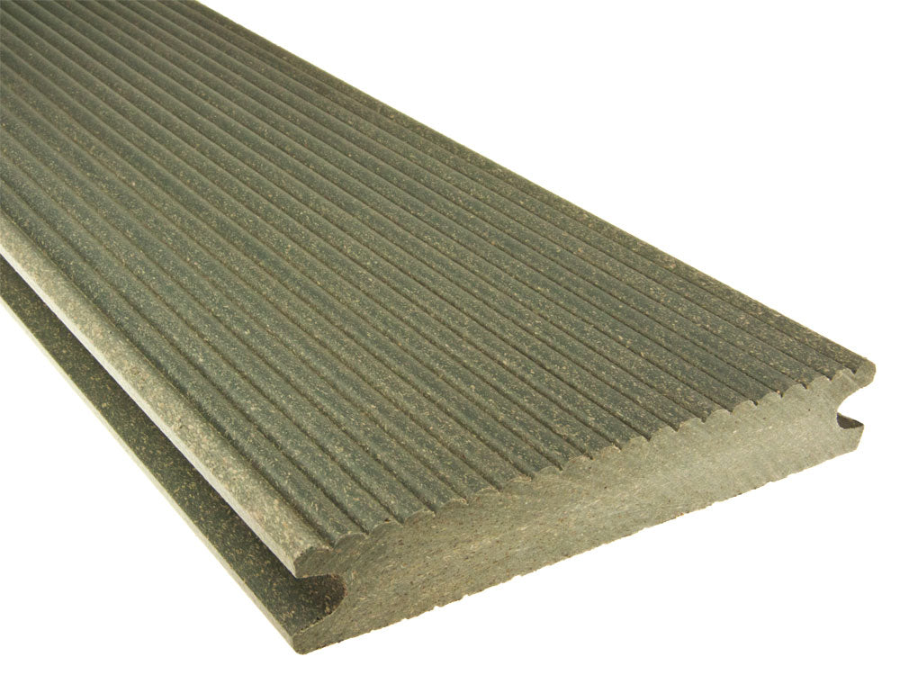 21x139 mm, "Die Kernige", WPC-Terrassendielen, Holzmaserung/fein, grau, Vollprofil