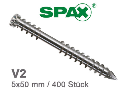 5x50 mm SPAX Terrassenschrauben A2, HKB groß, 400 Stück/ Paket