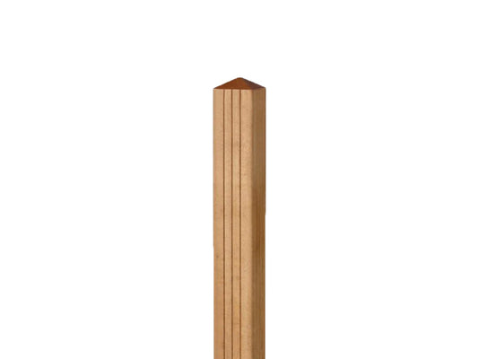 90×90mm Bangkirai Spitzkopf-Pfosten mit Deko-Nuten, KD, gehobelt, Länge: 2,13 m
