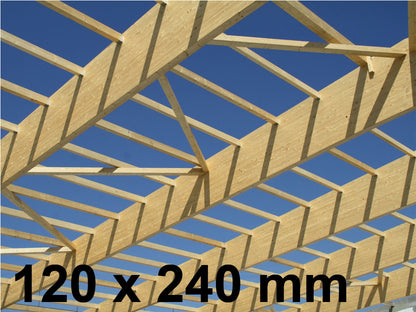 Fichte Leimbinder, 120x240 mm, "GL24h" Sichtqualität, Lamellen 40 mm