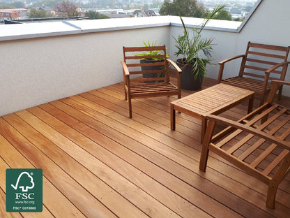Garapa Terrassendielen, 21x145 mm, KD, glatt/glatt