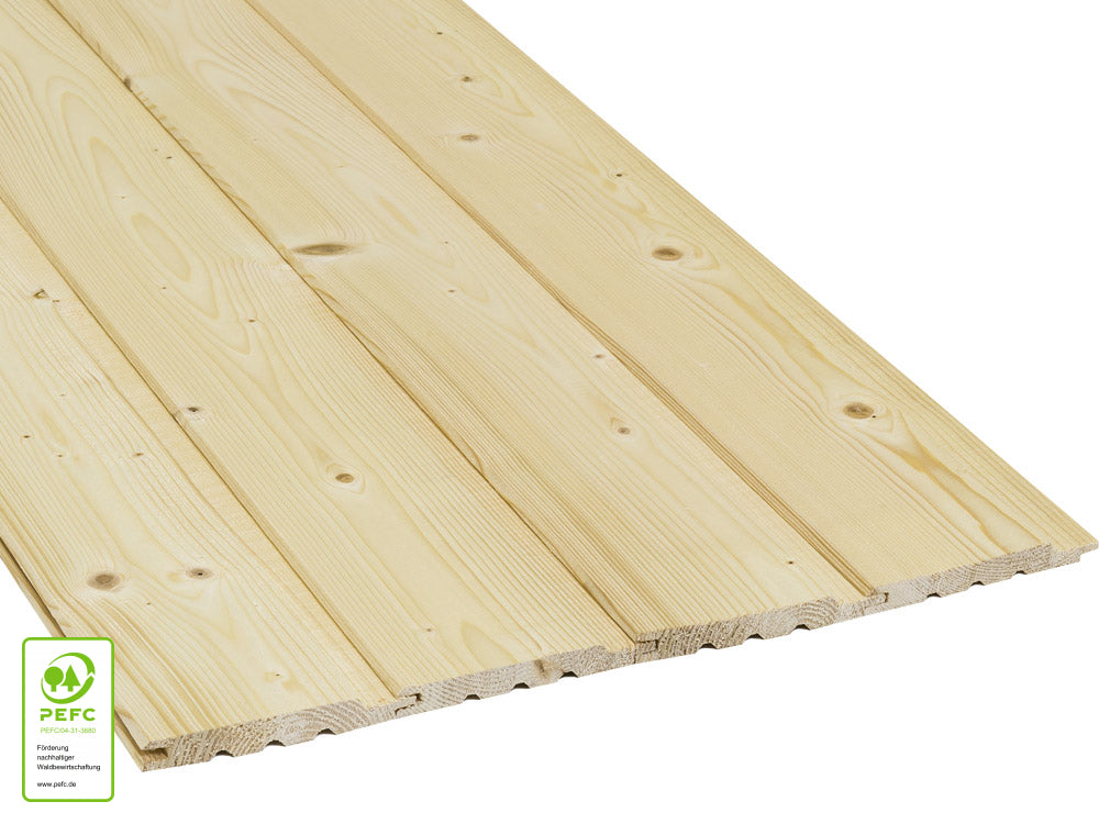 Nordische Fichte/Tanne Softline-Saunaholz, 16x96 mm, unbehandelt, massiv, mit 10 mm-Feder