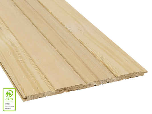 Hemlock Softline-Saunaholz, 12,5x94 mm, unbehandelt, massiv, Rifts, mit 10 mm-Feder