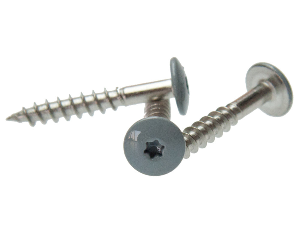5,5x35 mm Montageschraube für HPL Schichtstoffplatten, Torx, V4A, Kopf lichtgrau lackiert, 100 Stück/VE