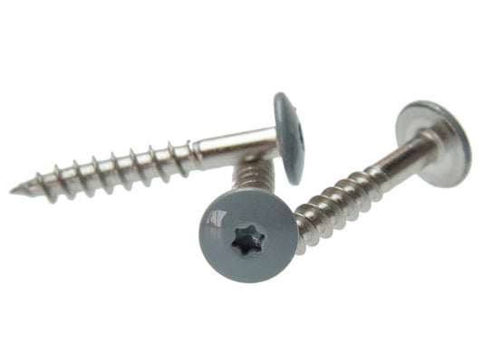 5,5x35 mm Montageschraube für HPL Schichtstoffplatten, Torx, V4A, Kopf lichtgrau lackiert, 100 Stück/VE