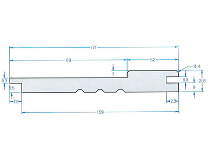 Sibirische Lärche Boden-/ Deckelschalung 23x169 mm KD, mit Nut + Feder, gehobelt Deckbreite 152 mm
