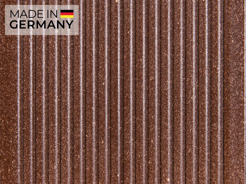 26x138 mm "Die Beliebte select", WPC Terrassendielen, beidseitig gebürstet, braun gewellt/fein, Vollprofil